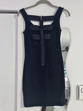 Little Black Mini Dress Cage Back Bodycon Vintage Y2K